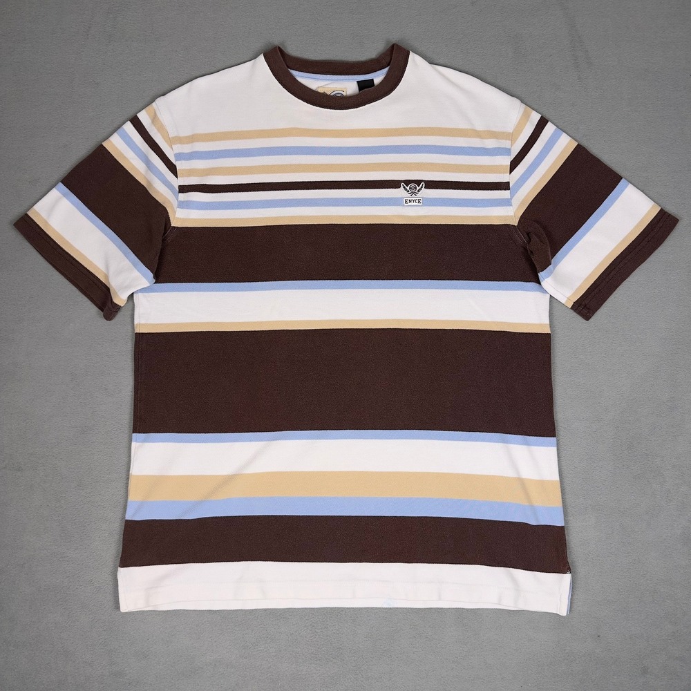 Vintage Y2K Enyce Striped Color Block Rugby Tee Graphic Shirt Mens L